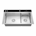 intelligent ultrasonic wave 304 stainless steel double bowl kitchen sink with drainer